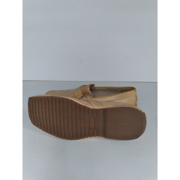 Leather Loafers Perforated‎ Slip On Casual Shoes Buckle Tan Size (See Pics)